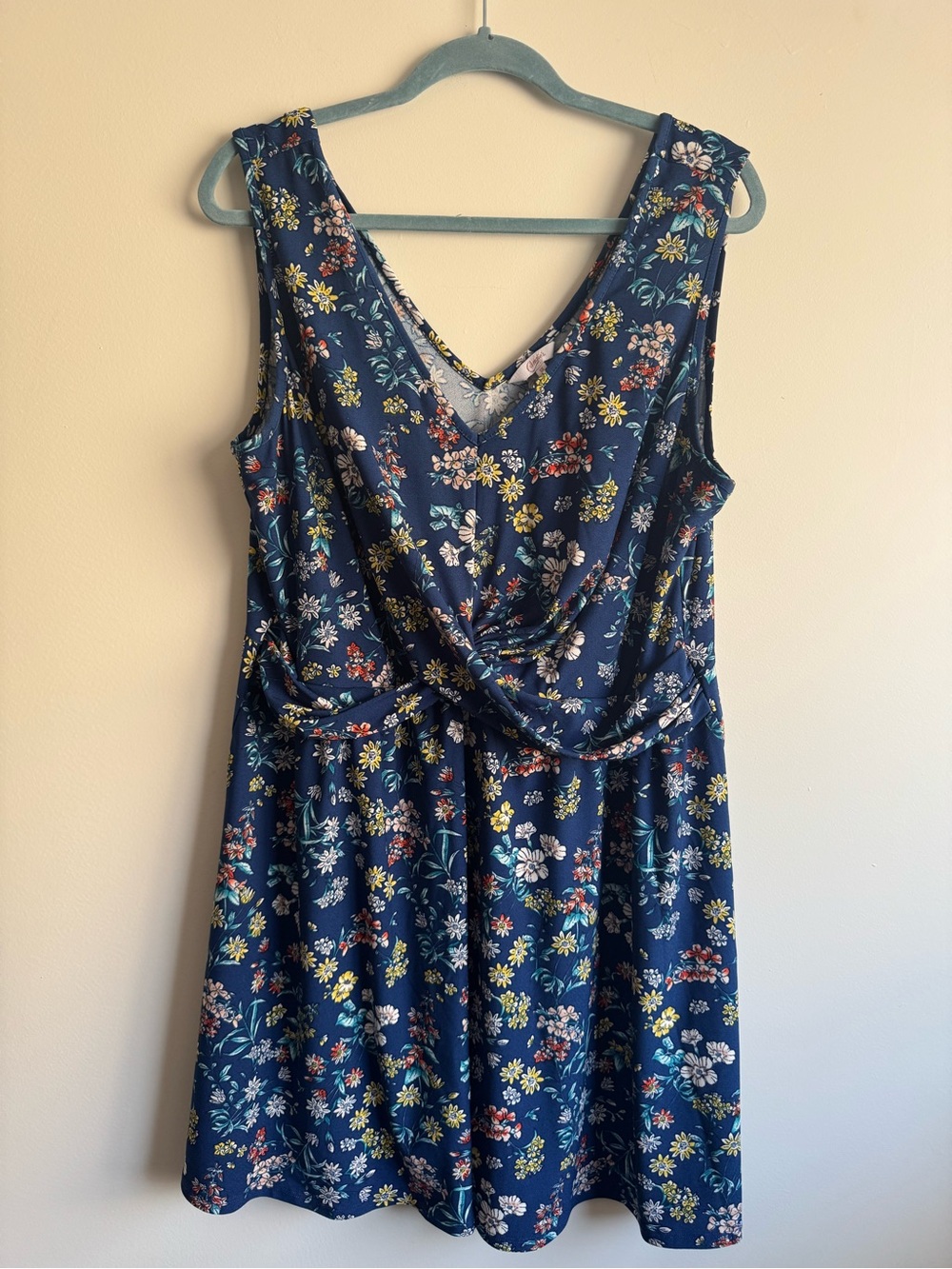 EUC Candies Blue Floral Criss Cross Dress Plus Size 1x 14-16